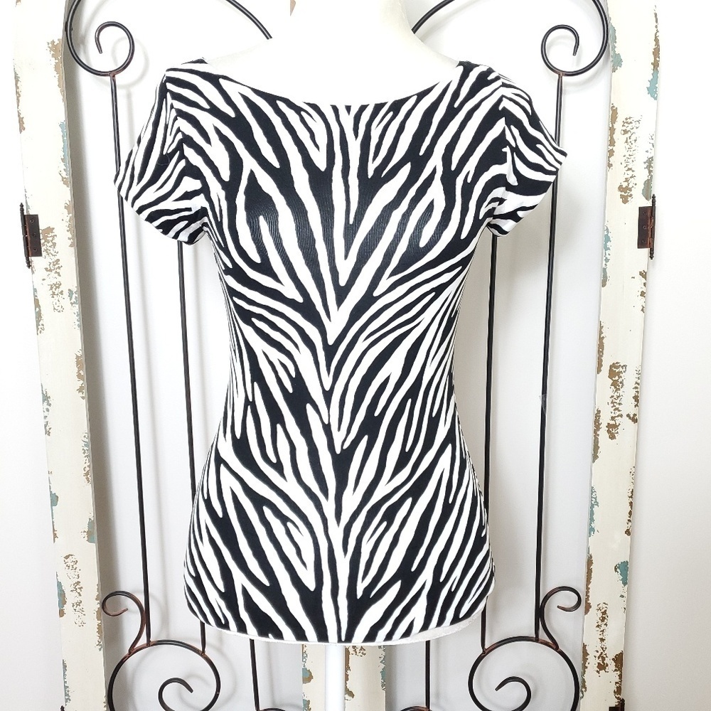 White House Black Market zebra print top XXS